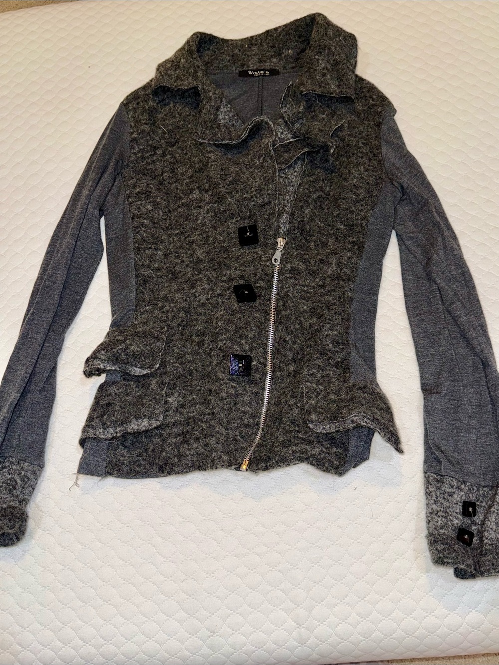 Women's Charcoal Gray Wool-Blend Asymmetrical Zip Jacket